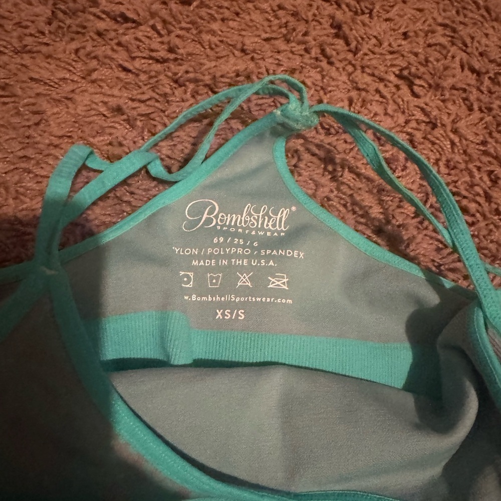 Bombshell Sportswear Aqua Strappy Sports Bra Athleisure Sporty - Picture 3 of 3